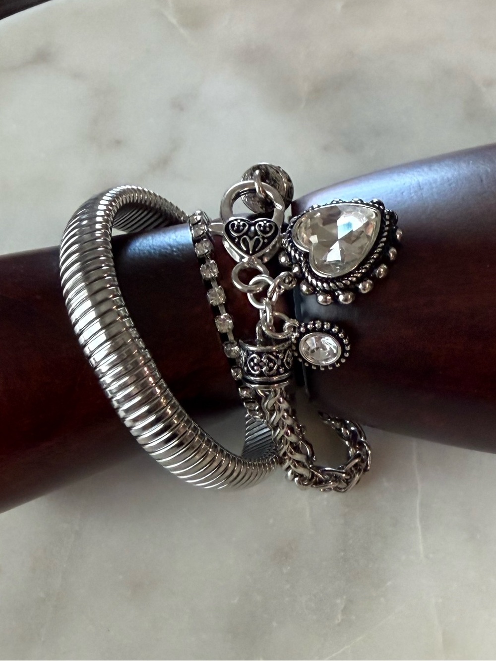 Silver-Tone Bracelet Stack